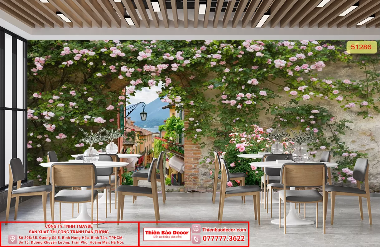 Giấy dán tường trang trí quán cafe : Tạo điểm nhấn độc đáo và bắt mắt trong không gian quán